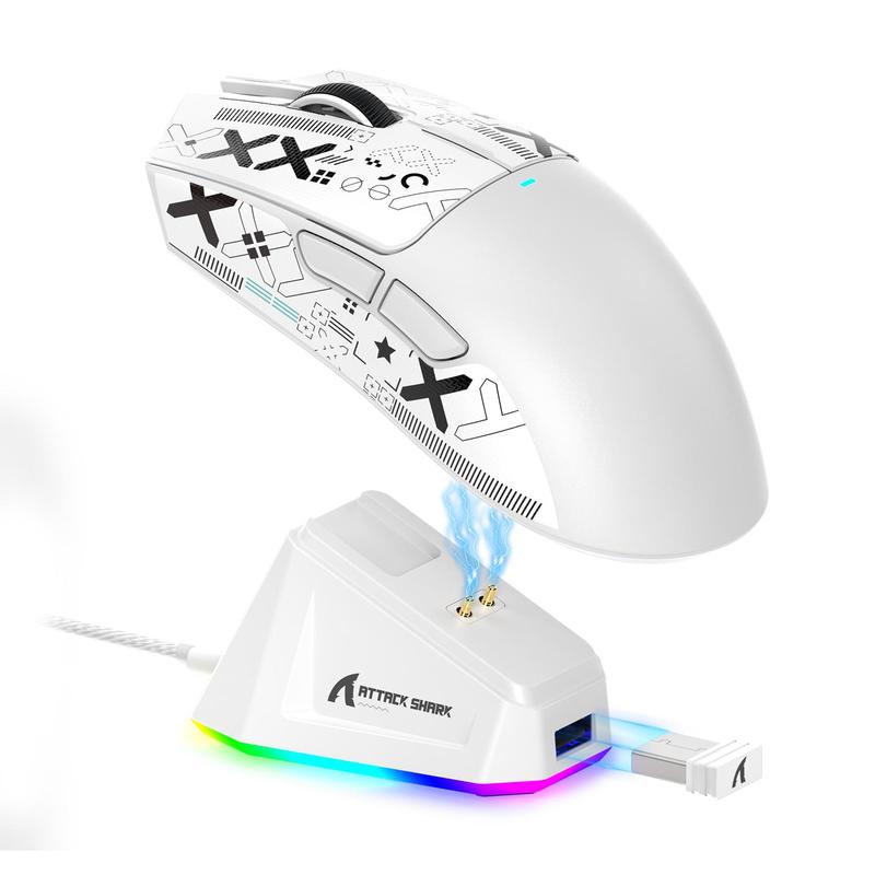 Rechargeable RGB Lightening Wireless Mouse with Charging Base.