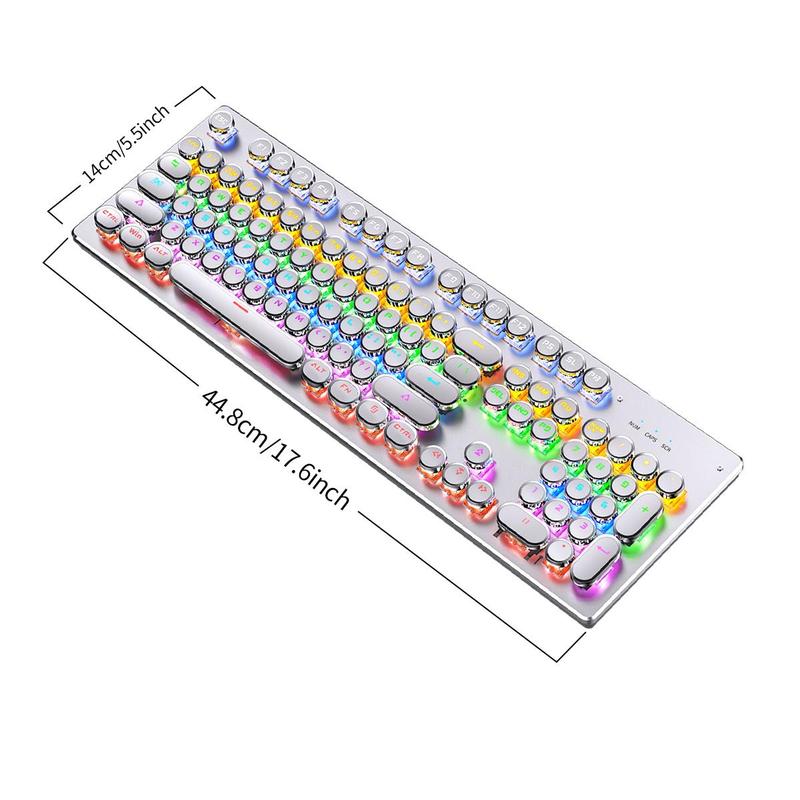 Punk-style Mechanical Keyboard, Ergonomic Round Keyboard with Colorful Light.