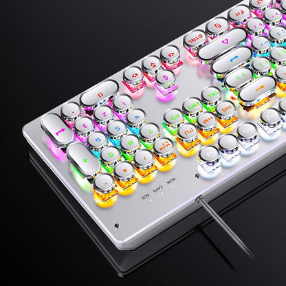 Punk-style Mechanical Keyboard, Ergonomic Round Keyboard with Colorful Light.