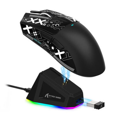 Rechargeable RGB Lightening Wireless Mouse with Charging Base.