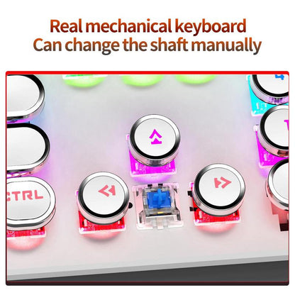 Punk-style Mechanical Keyboard, Ergonomic Round Keyboard with Colorful Light.