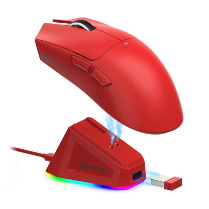 Rechargeable RGB Lightening Wireless Mouse with Charging Base.