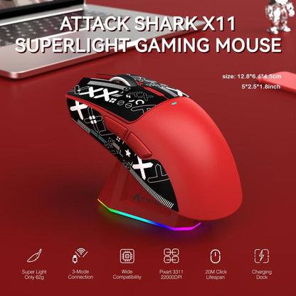 Rechargeable RGB Lightening Wireless Mouse with Charging Base.