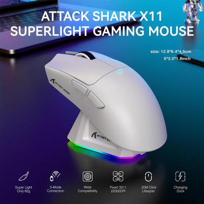 Rechargeable RGB Lightening Wireless Mouse with Charging Base.