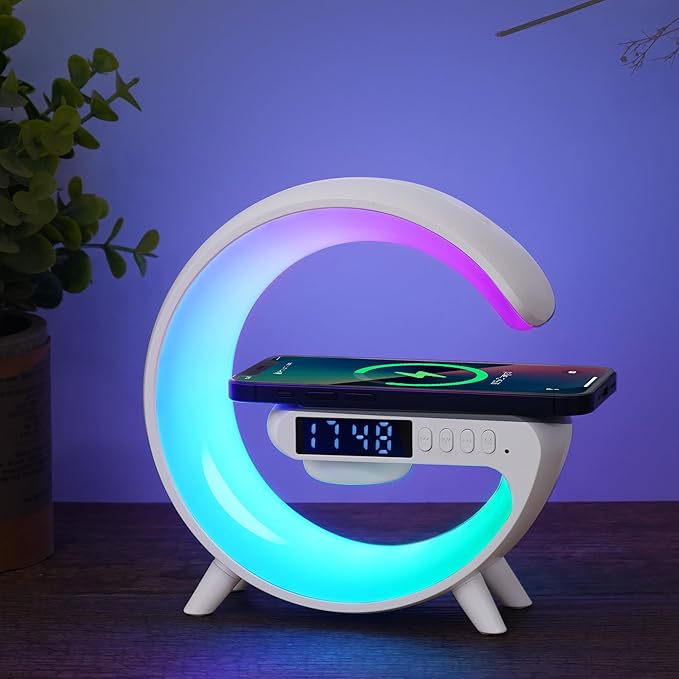 Mini Wireless Speaker Lamp with Alarm Clock, Bed side Table Lamp Gifts