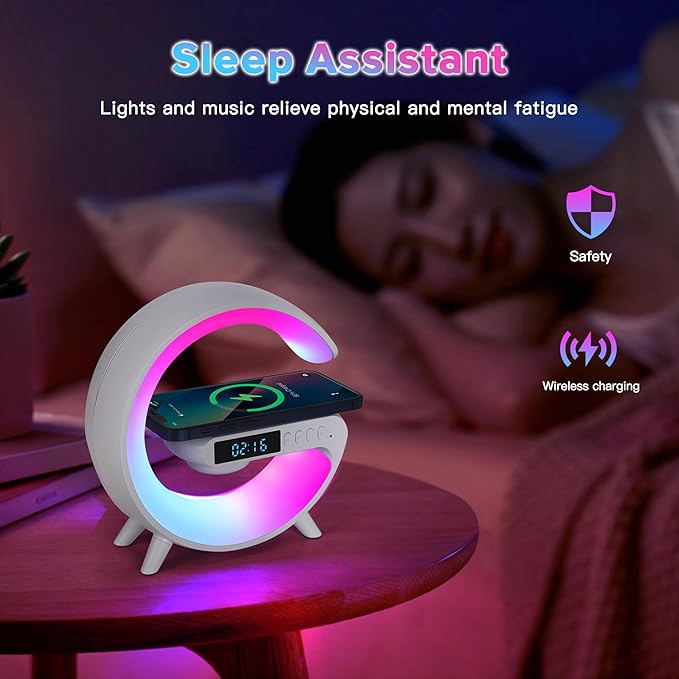 Mini Wireless Speaker Lamp with Alarm Clock, Bed side Table Lamp Gifts